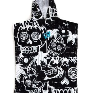 Creatures Grom Kids Poncho Black and White Skull Coverup